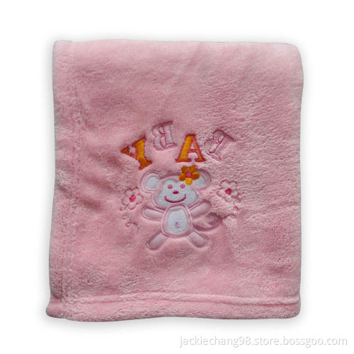 Embrodiery Coral Fleece Baby Blanket